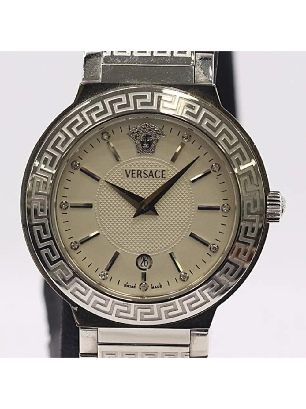 Versace Guaranteed and in Landmark Round Quartz White Dial Watch